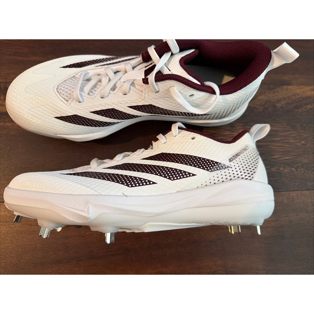 New Nike Adidas Adizero Instinct 2.0 Metal Softball Cleats Size 7.5 White Maroon